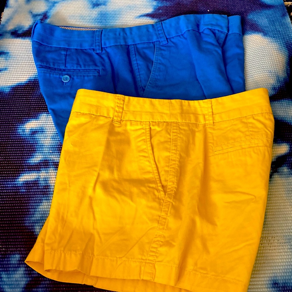 J.Crew Shorts Chino size 8 set of 2 yellow & blue 5” inseam